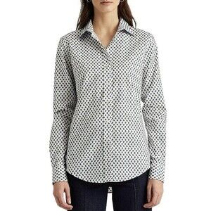 Lauren Ralph Lauren Black Label Women Size M Easy Care Paisley Shirt Career
